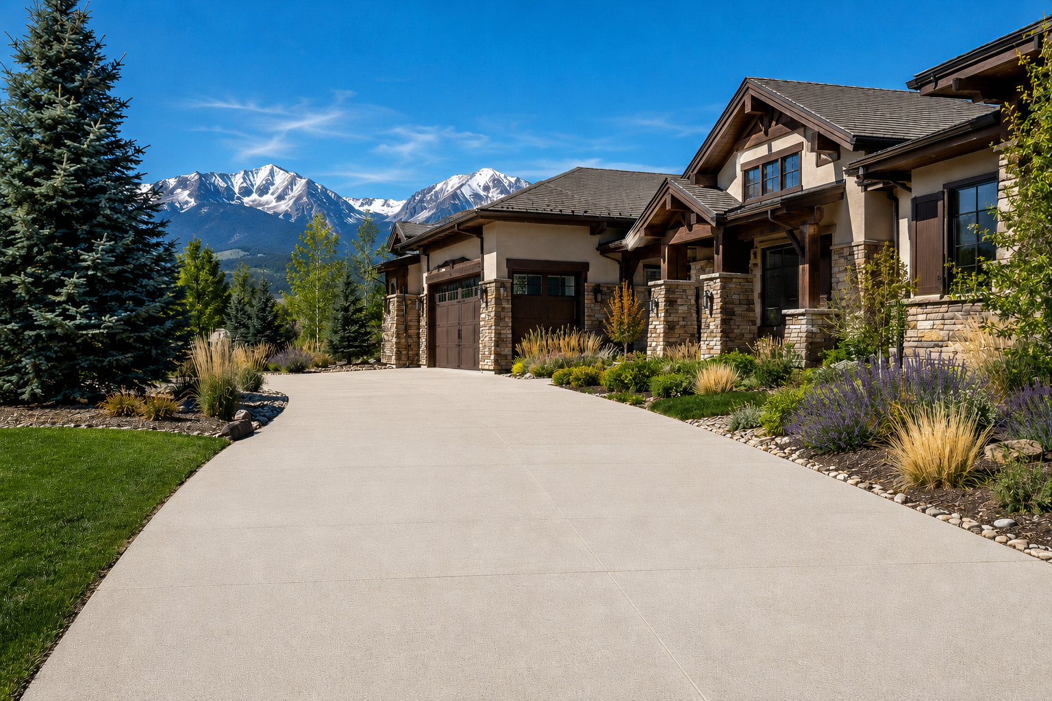 Side-by-side before and after of a Denver's Front Range home driveway pressure washed clean