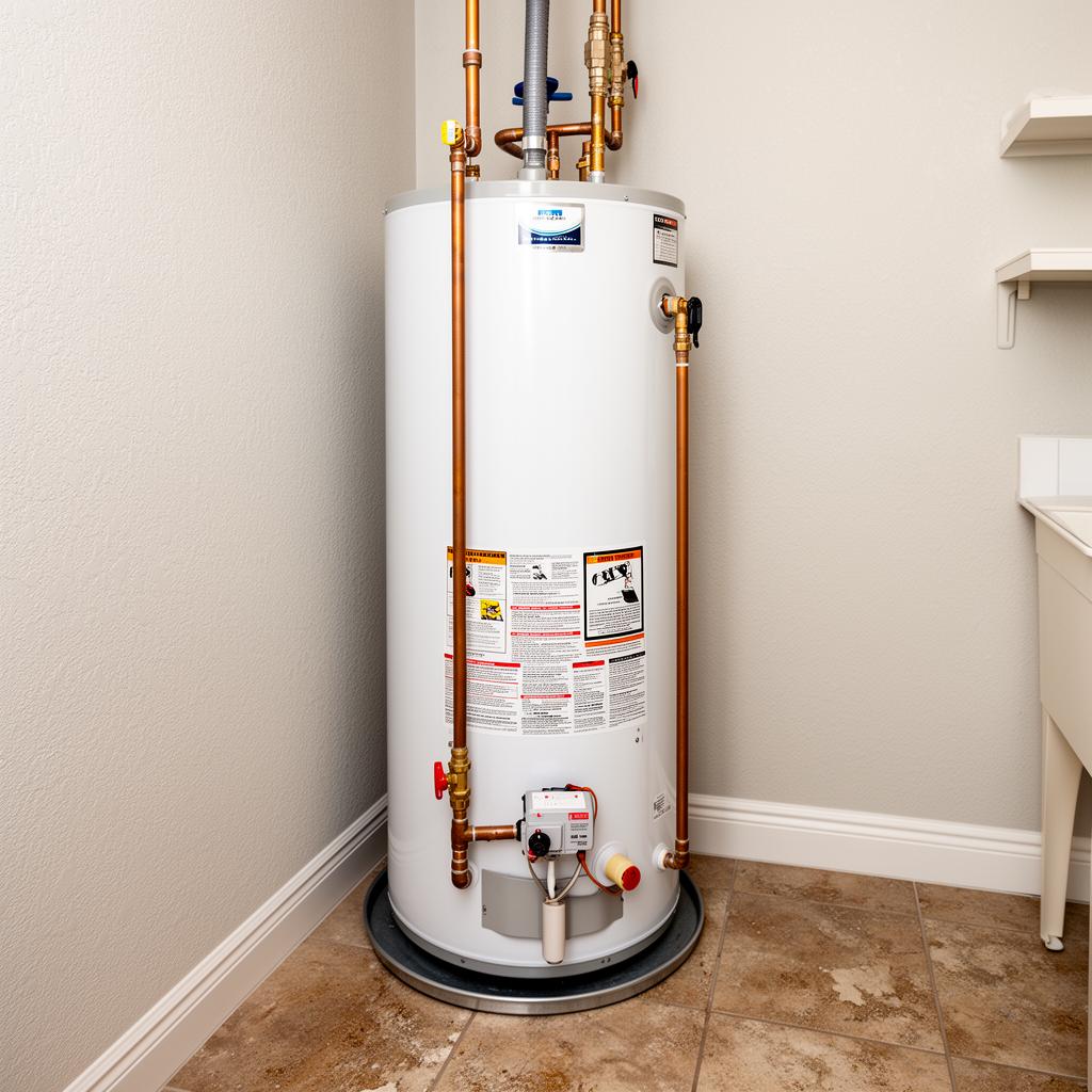 Modern residential utility room with a clean water heater